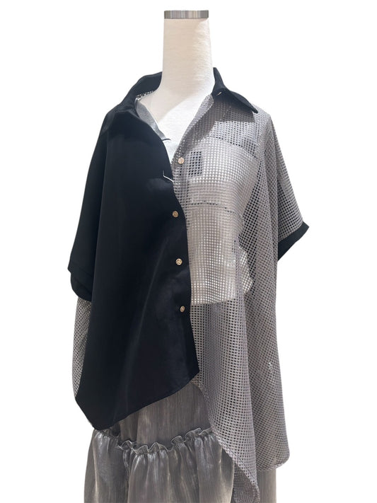 ◎メッシュ切替アシメシャツ