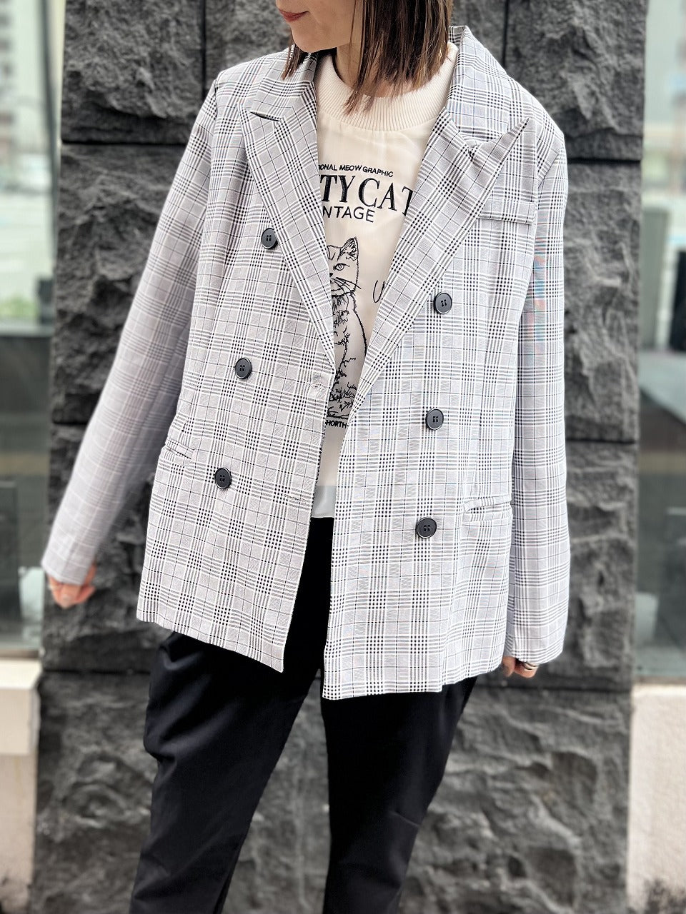 q.b.c チェックバックプリーツ柄ジャケット – q.b.cの公式