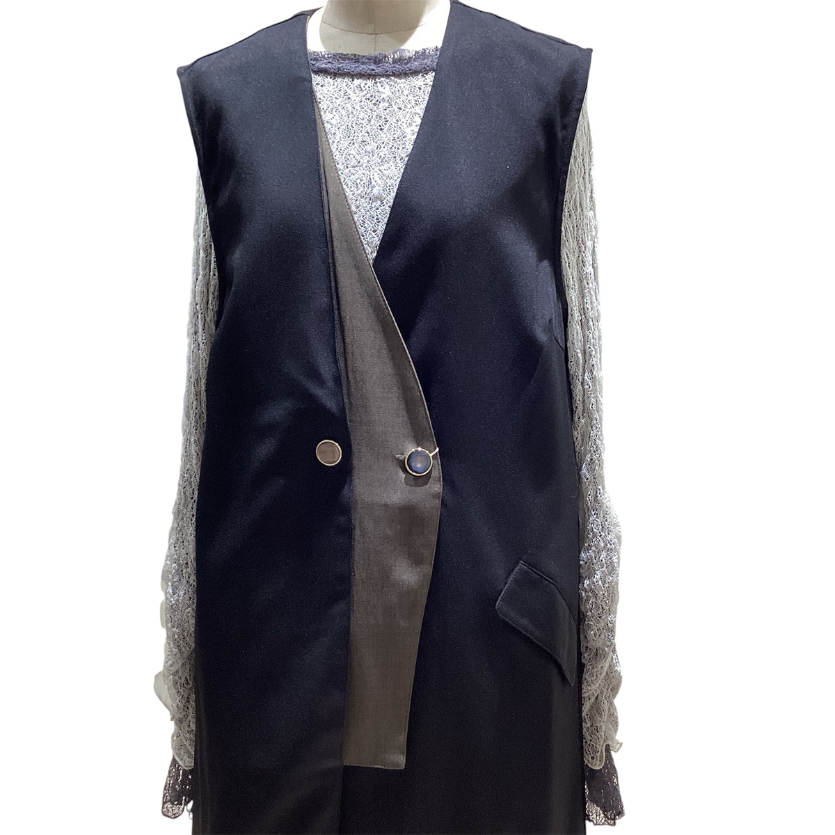 ◎【再入荷】ダブルカラーロングジレ