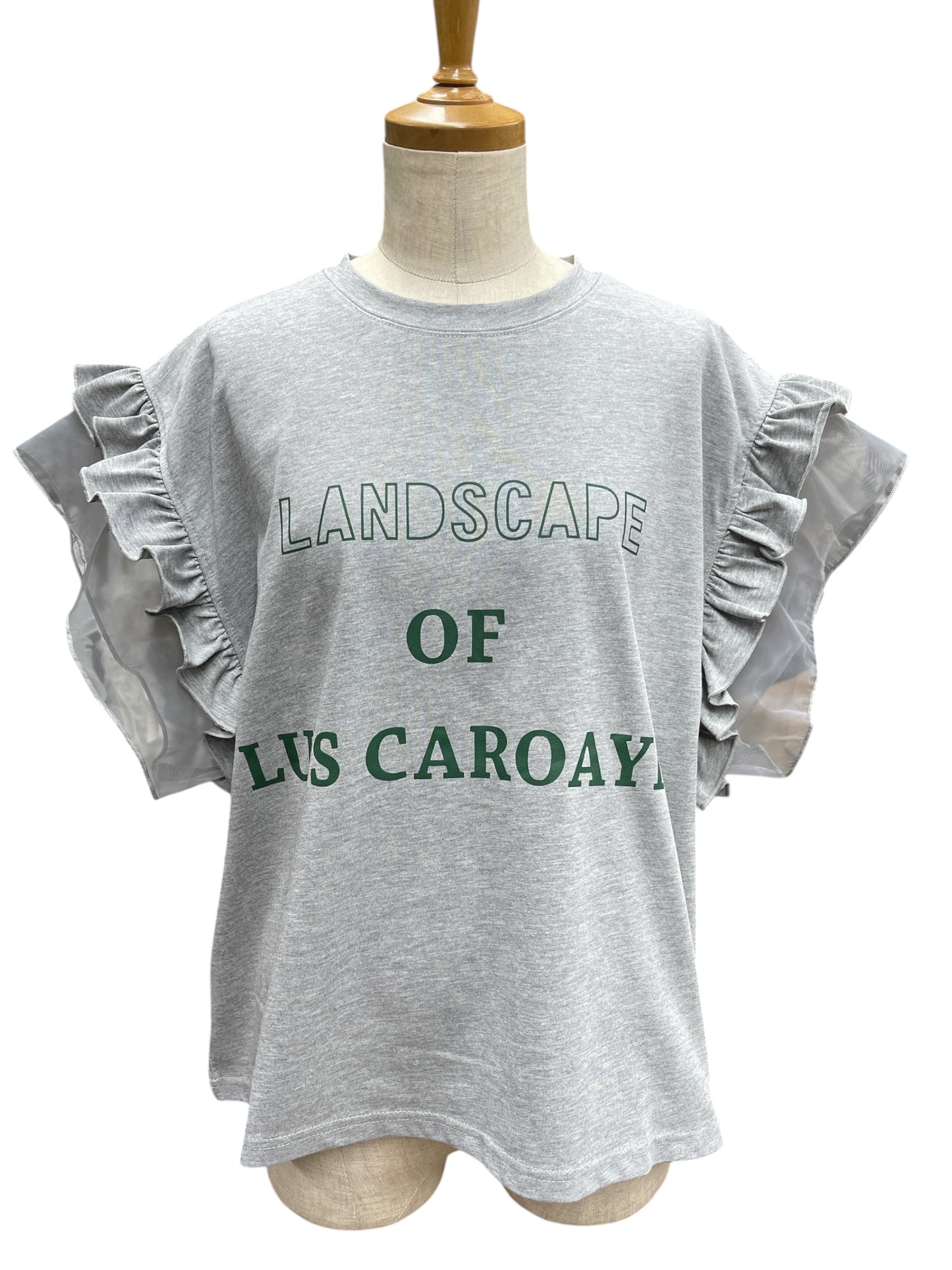 袖オーガンジーフリルトップス