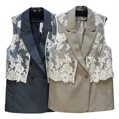 ◎Eimee Law レースレイヤードWボタンジレ