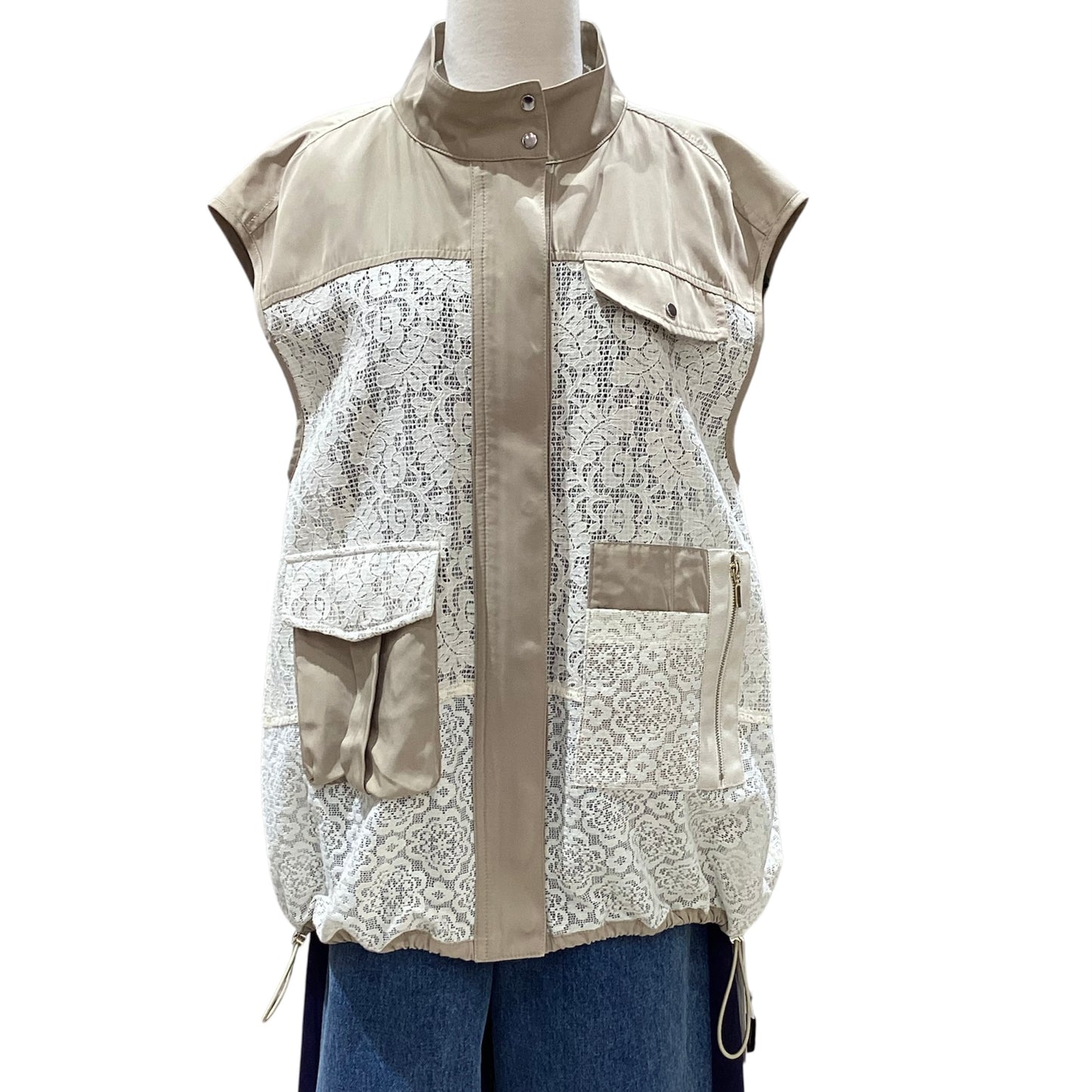 ◎Eimee Law メッシュレーススタンドカラージレ