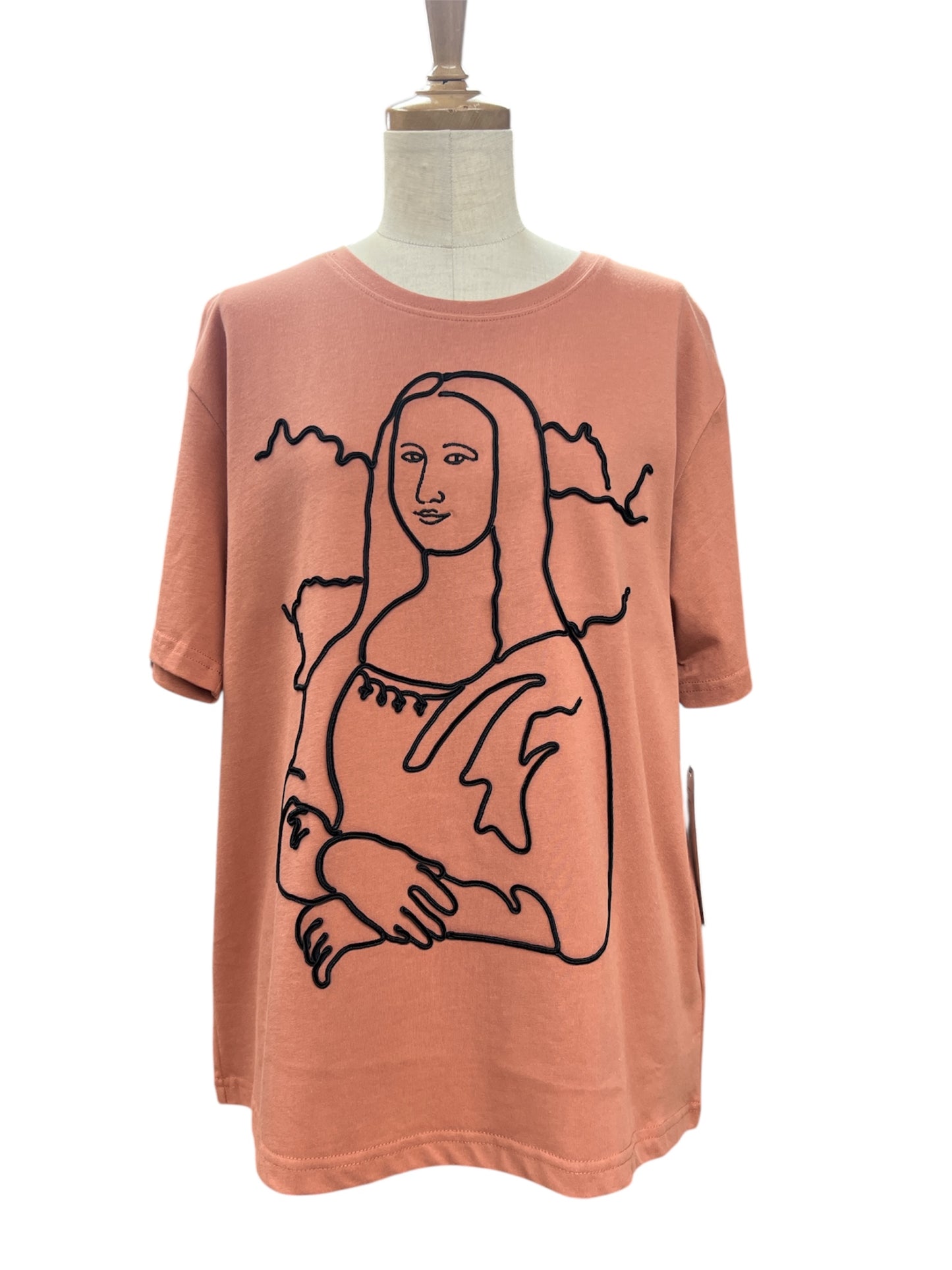 Anna Nicola モナリザ刺繍カットソー