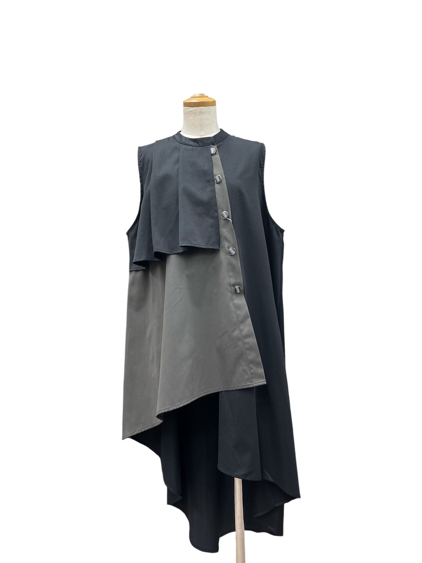 配色フリルノースリーブOP