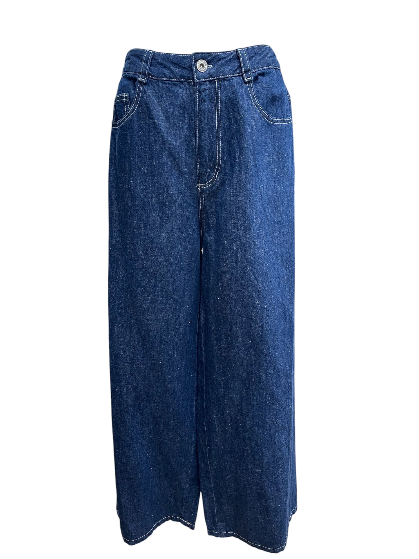 C'EST MOIJEU blue コットンリネンデニムパンツ