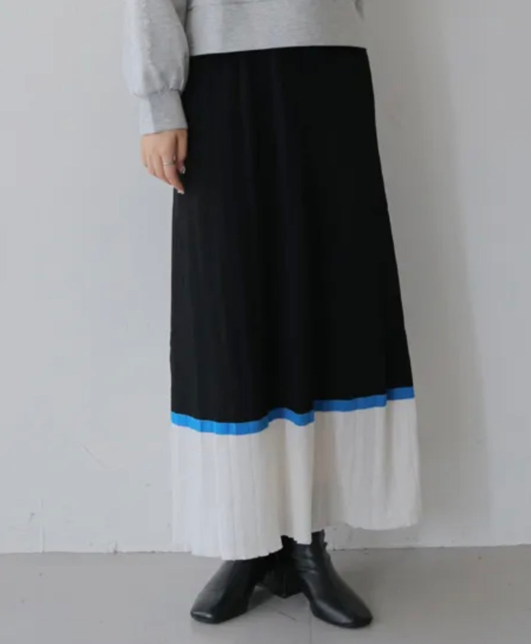 vingtrois リブニット配色プリーツSK