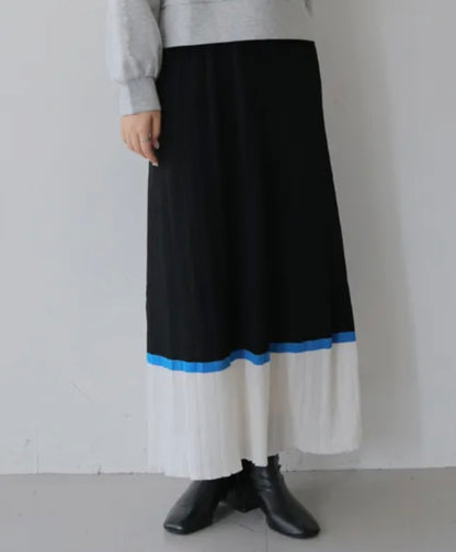 vingtrois リブニット配色プリーツSK