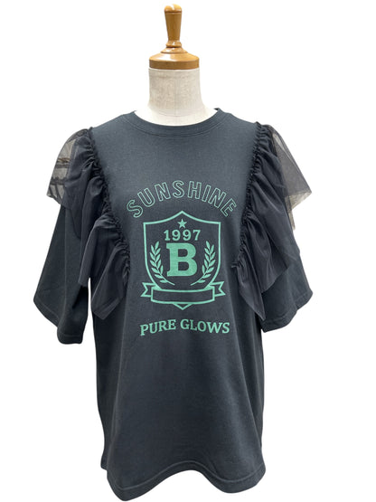 肩チュールロゴトップス