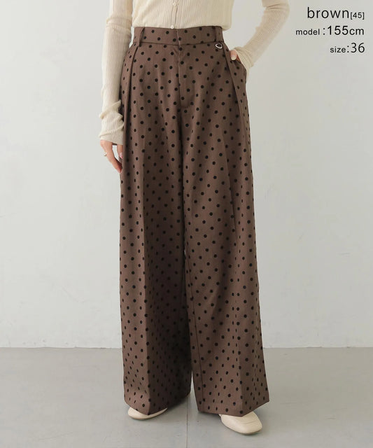 CLEIO フロッキードット Dカン付タックパンツ