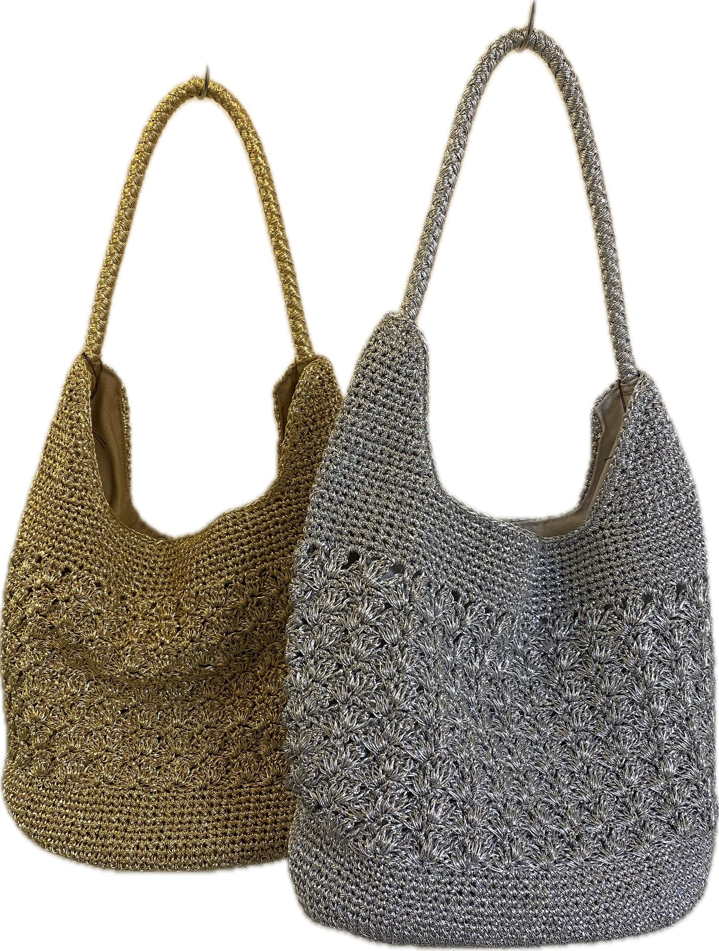 ☆メタリック柄編みワンハンドルbag