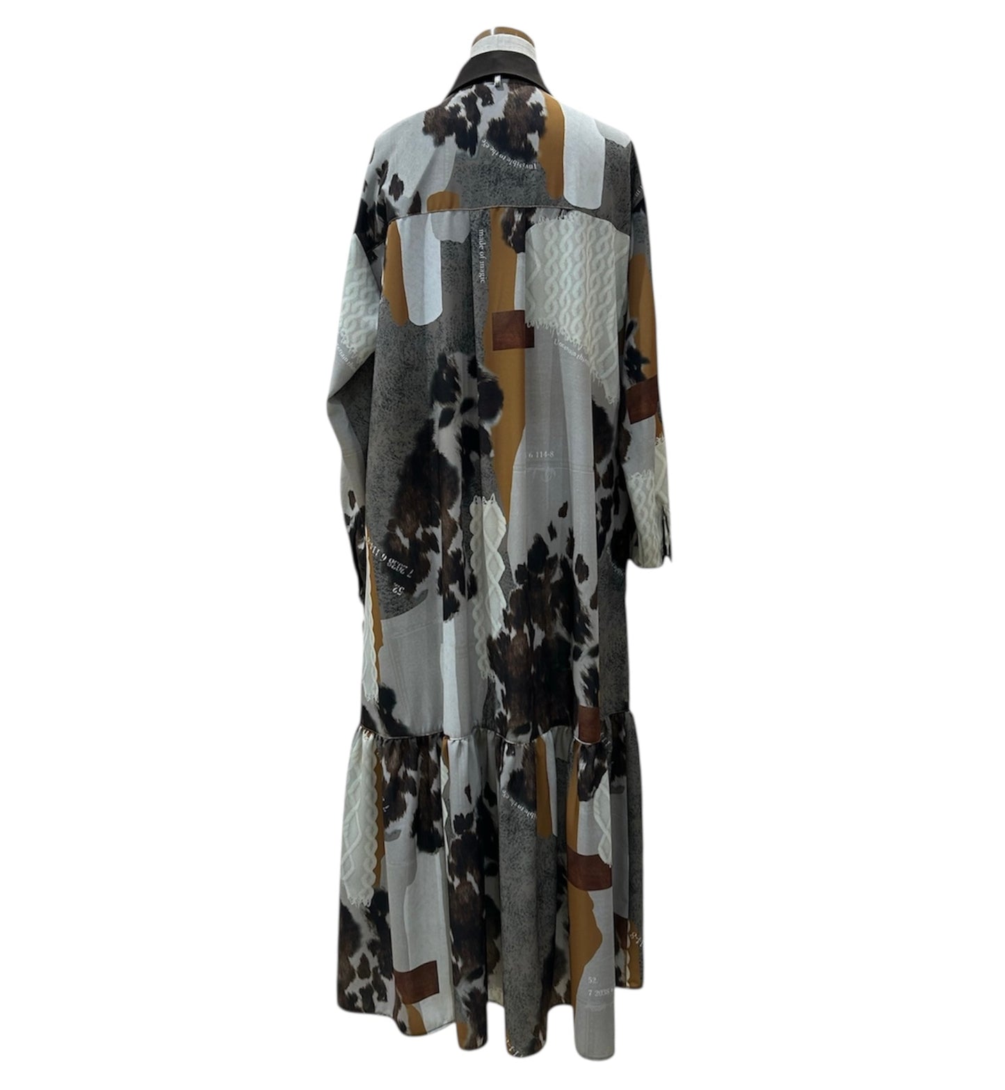 ◎【ラスト1点】Eimee Law カウ柄デニムコラージュptボウタイOP