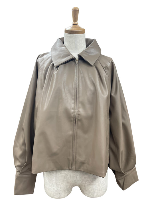 CLEIO フェイクレザーフレアブルゾン