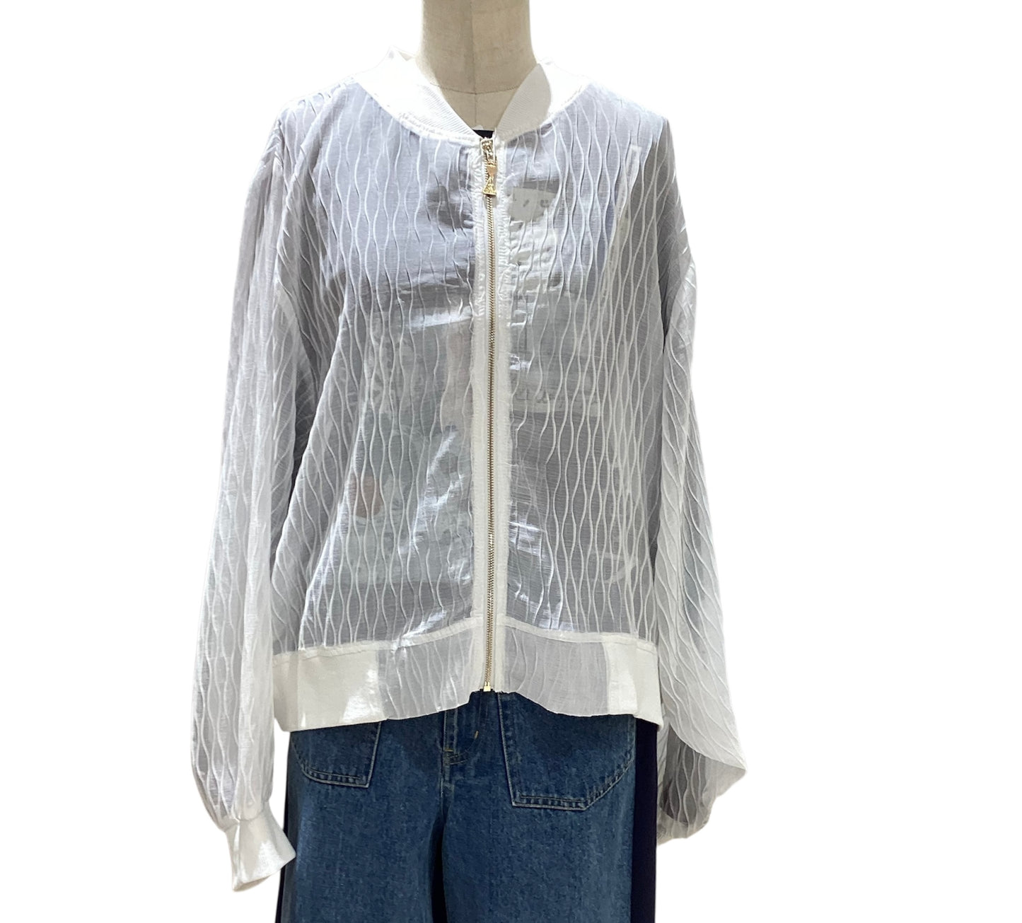 ◎3DプリーツワイドスリーブZIPUP