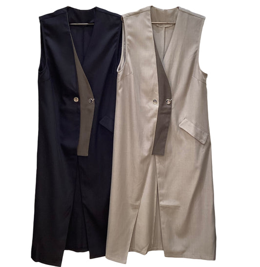 ◎【再入荷】ダブルカラーロングジレ