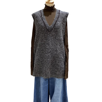 ◎袖コード刺繍ハイネックPO