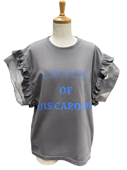 袖オーガンジーフリルトップス