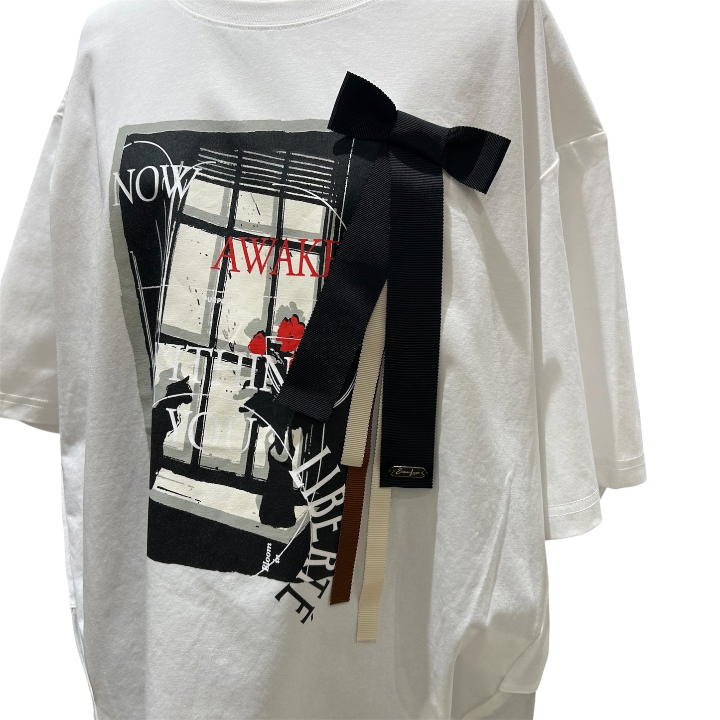 ◎Eimee Law モノクロアートptリボンモチーフT