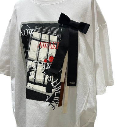 ◎Eimee Law モノクロアートptリボンモチーフT