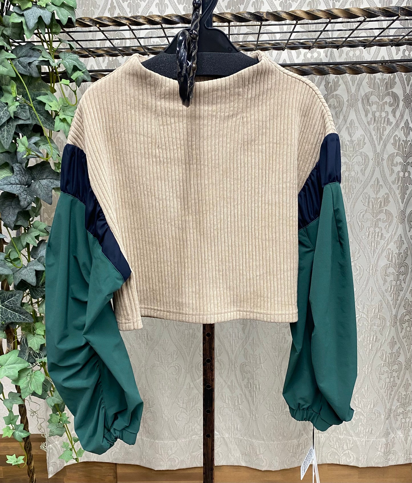 TEVALT MA-1スリーブコーデュロイライクニットソーTP
