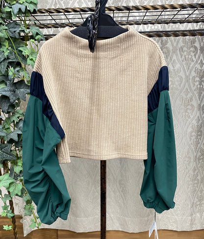 TEVALT MA-1スリーブコーデュロイライクニットソーTP