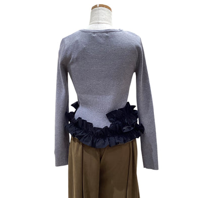 ◎【再入荷】Eimee Law ギャザーフリルヘムリブニットカーデ