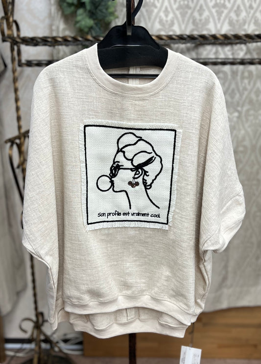 MARIED'OR ツイル刺繍クルーネックTOPS