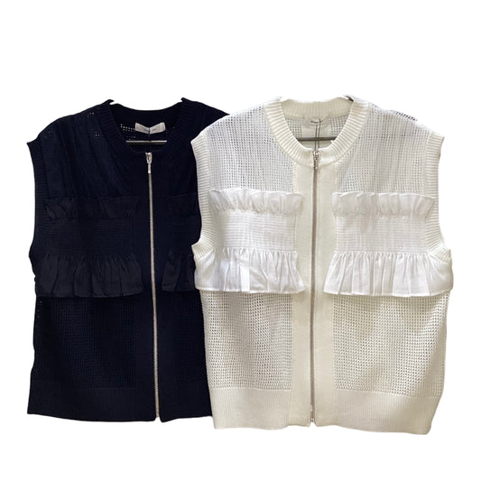 ◎Eimee Law シャーリングメッシュニットベスト