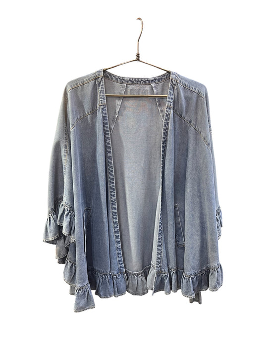 ☆予約ayaneテンセルデニムフリルポンチョ4月中〜末納期【即日決済で次から使える10%還元クーポンがもらえます】