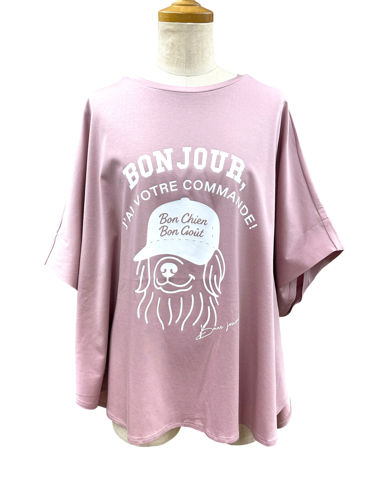 QTUME シルキーコットンドッグプリントトップス