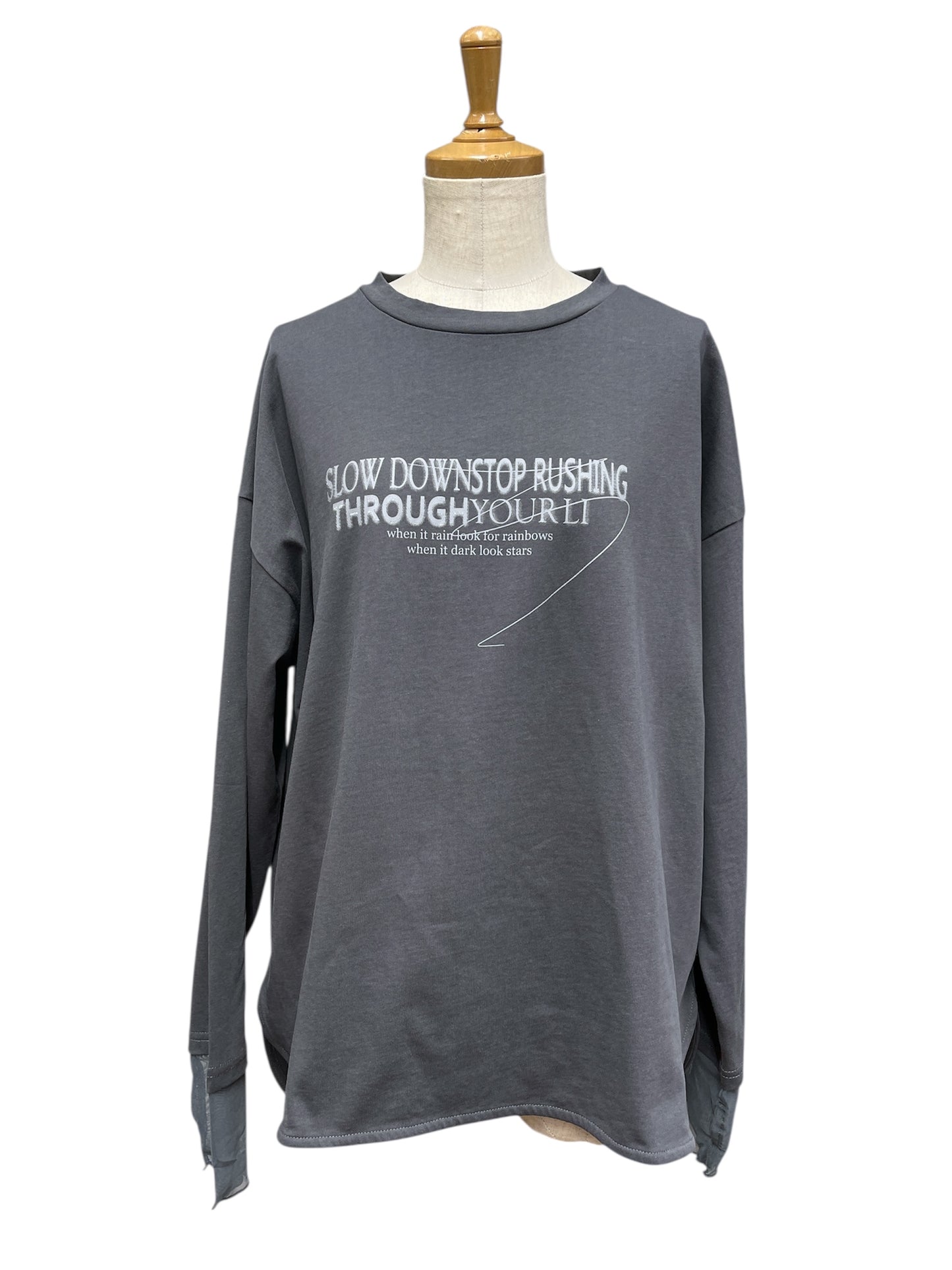 vingtrois袖口シア切替ロンT