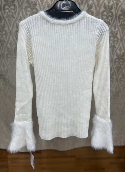 袖ファーリブニットTOPS