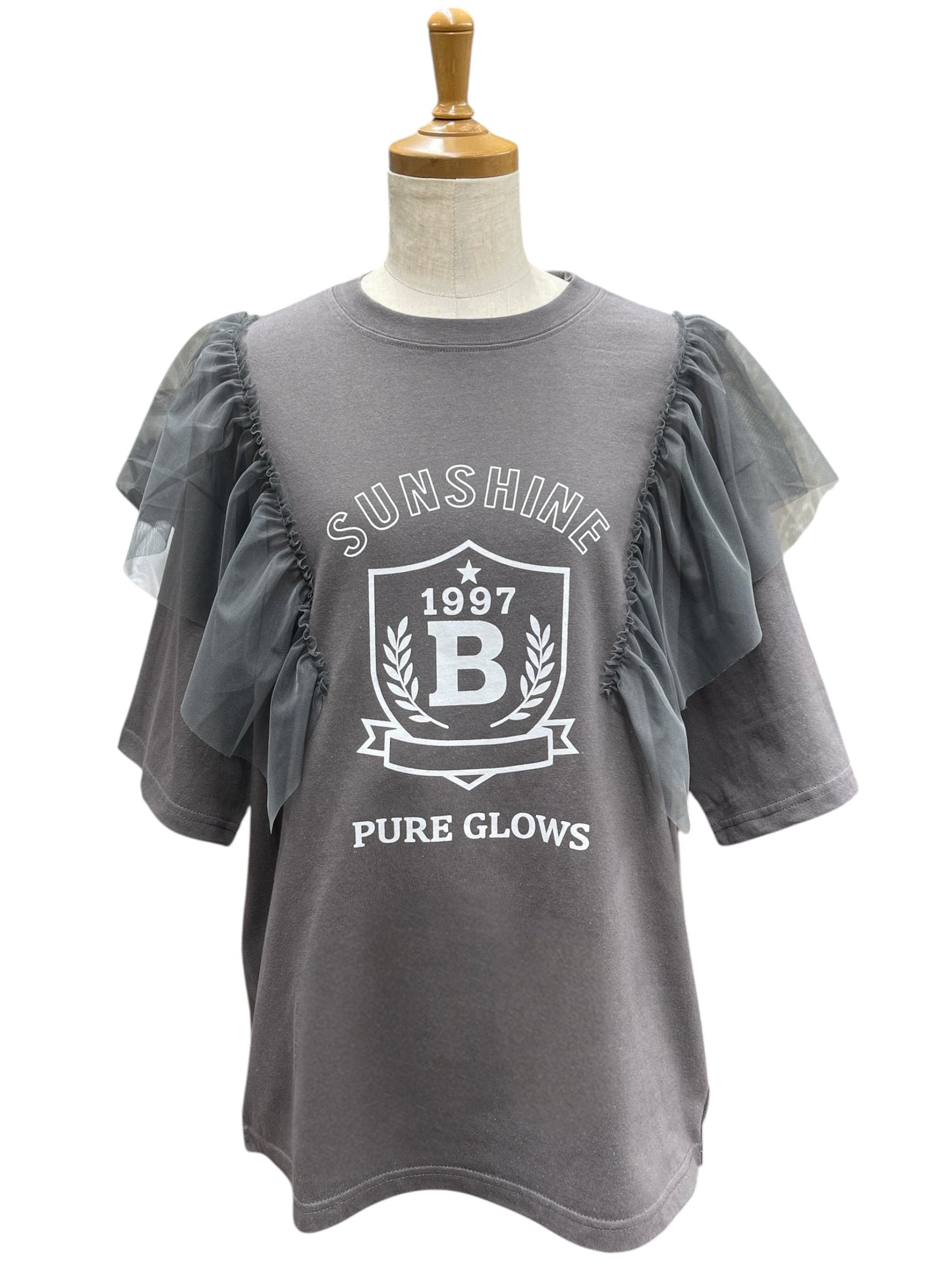 肩チュールロゴトップス