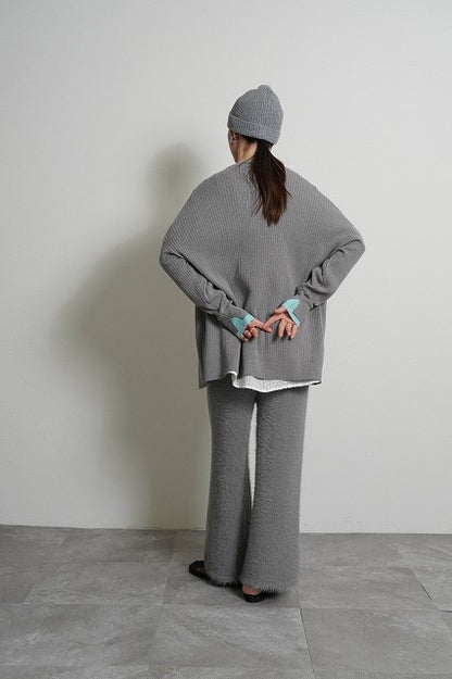 ☆予約CYANアシメスリットレイヤーリブニット【即日決済で次から使える10％還元クーポンもらえます】