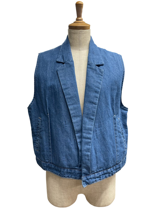 C'EST MOIJEU blue コットンリネンデニムベスト