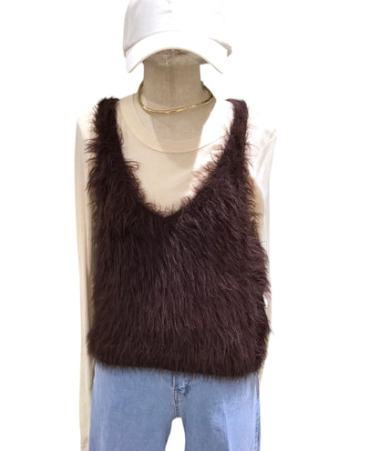 ◎【再再入荷】長毛フェザーショート丈ビスチェ