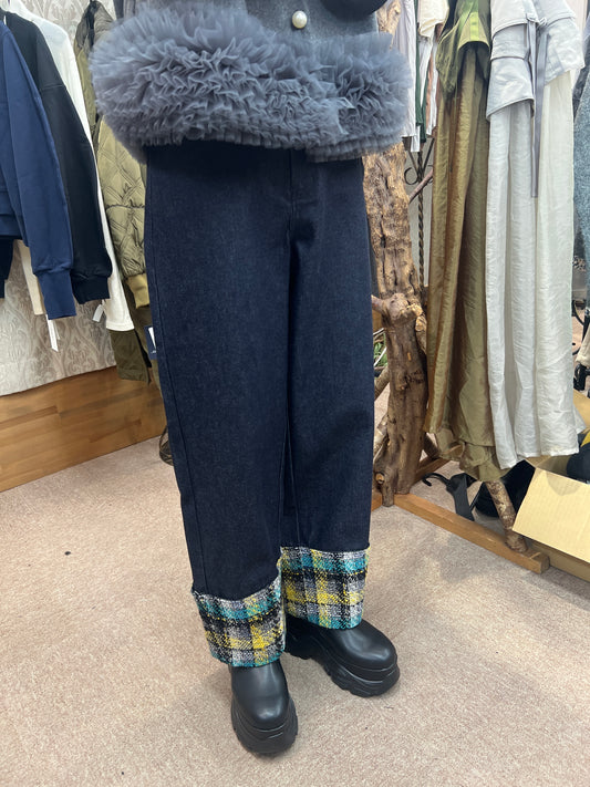 裾ツイート切替デニム
