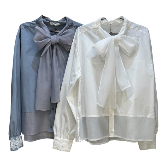 ◎Eimee Law ボウタイカフスレースブラウス