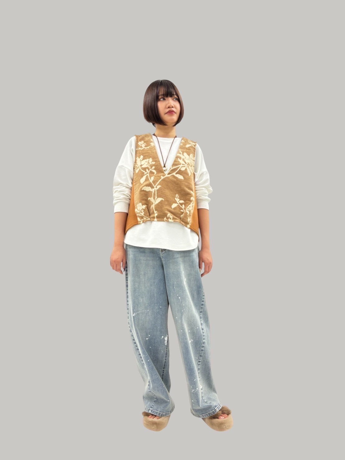 【予約商品】ayane 花柄ジャガードVネックベスト
