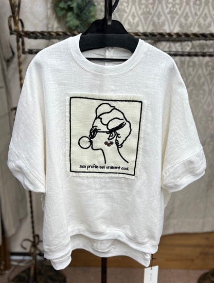 MARIED'OR ツイル刺繍クルーネックTOPS