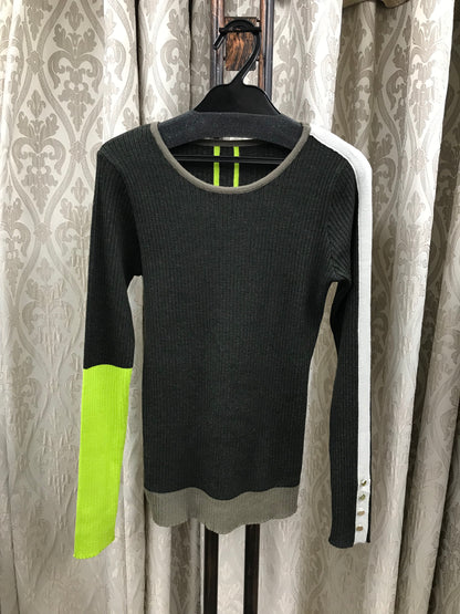 ブロック配色リブニット