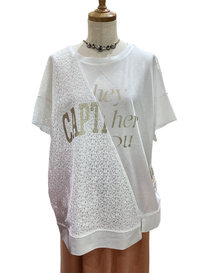 ◎PALM RICHE アシメレース箔ロゴプリント