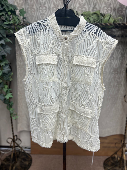 vingtrois テープ刺繍ワークJKベスト