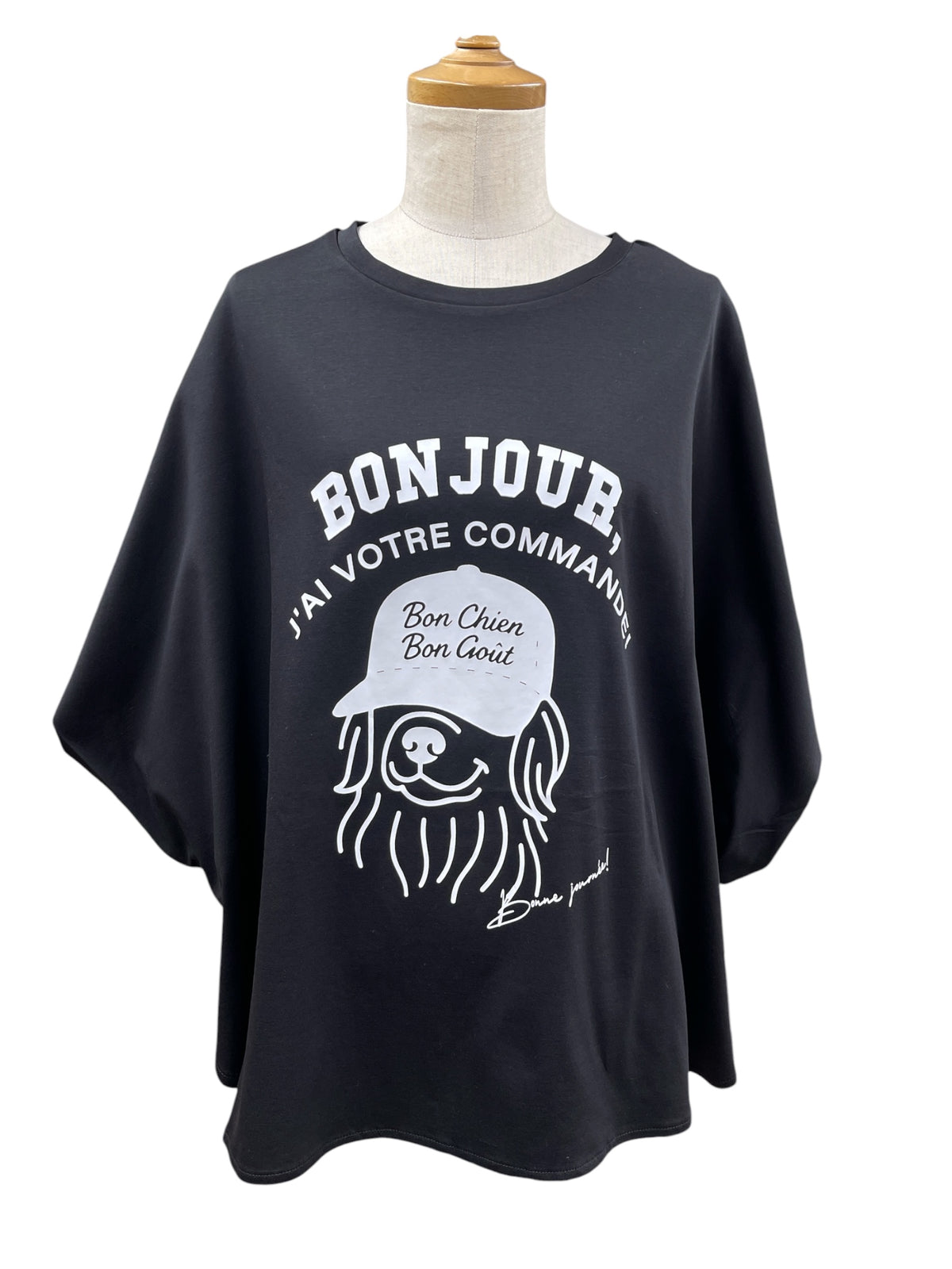 QTUME シルキーコットンドッグプリントトップス