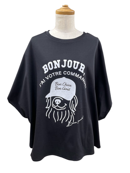 QTUME シルキーコットンドッグプリントトップス
