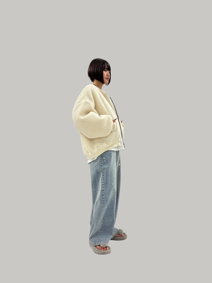 【予約商品】ayane バックロゴ刺繍ボアブルゾン