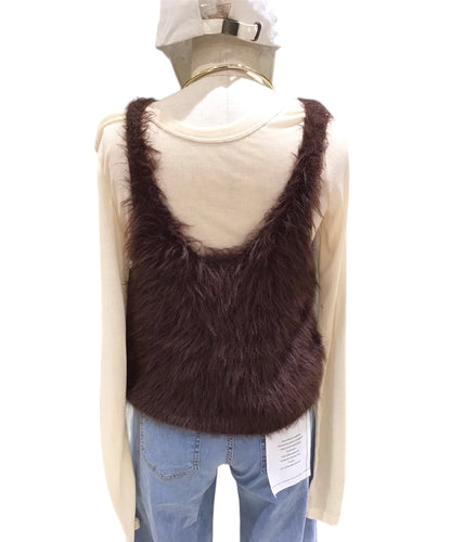 ◎【再再入荷】長毛フェザーショート丈ビスチェ
