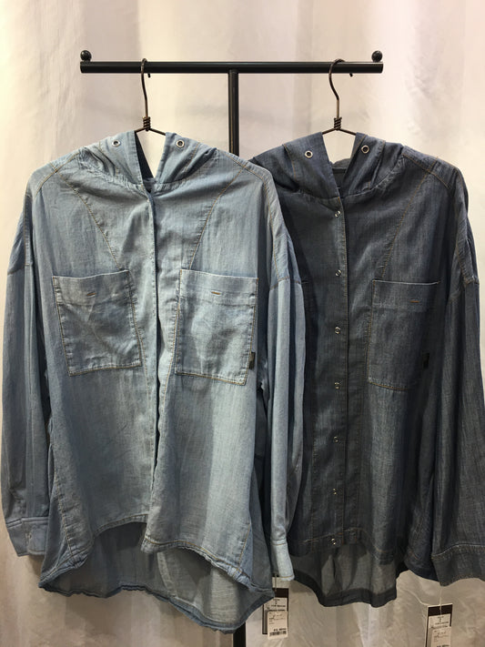 ☆ayaneシアーデニムフーディシャツ