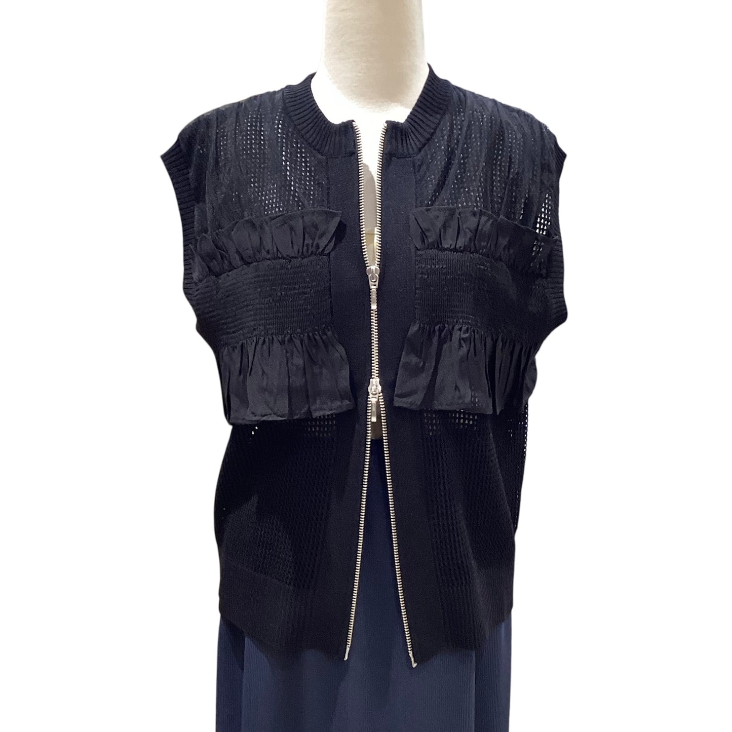◎Eimee Law シャーリングメッシュニットベスト