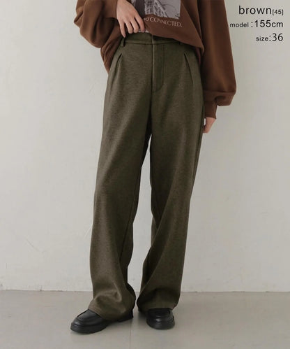 CLEIO 接結コンフォートストレートタックパンツ