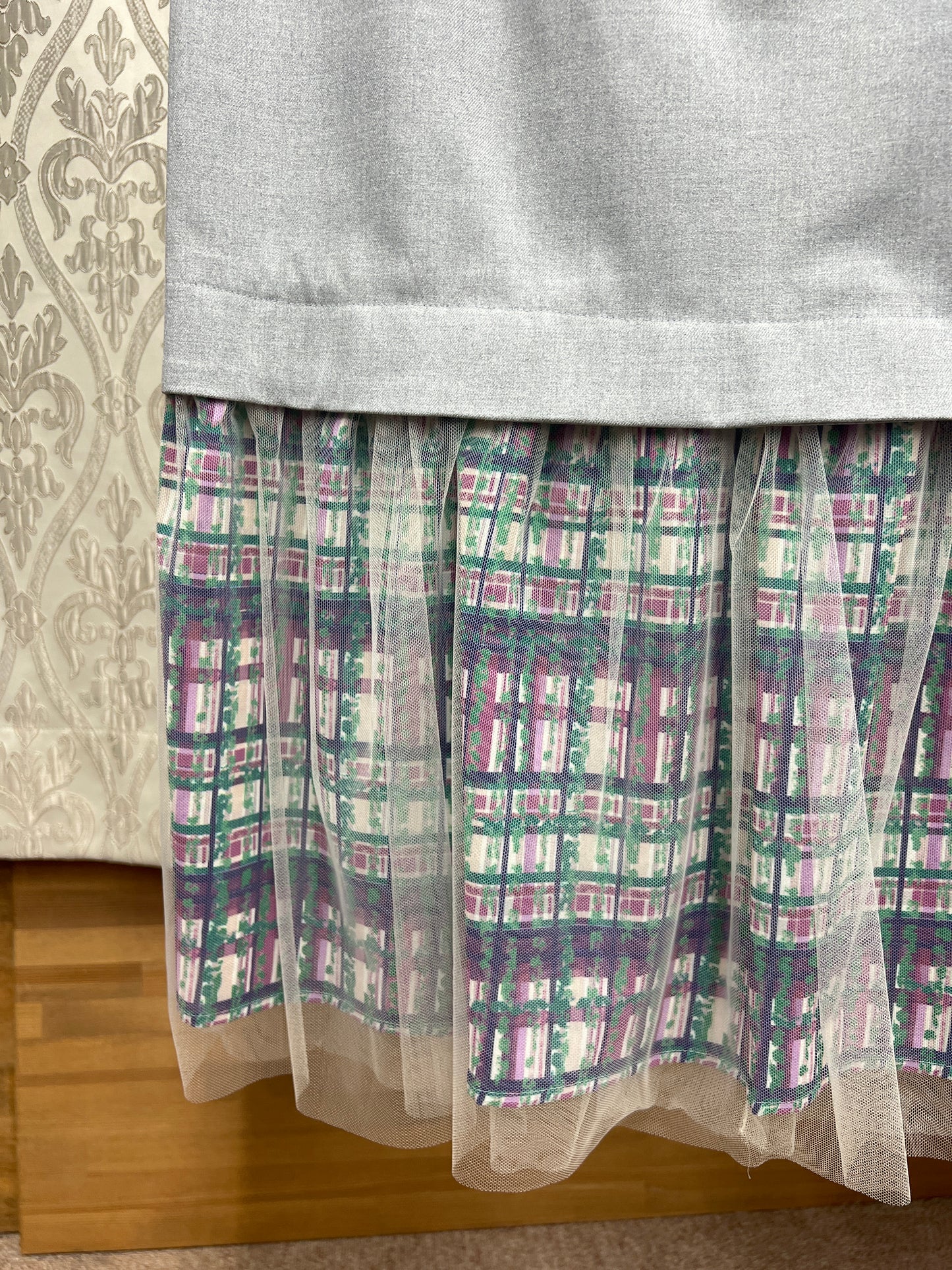 DOLLUPOOPS チュール×チェックプリントドッキングJSK